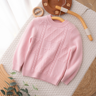 大中小女童100%纯羊绒衫学生简约校服内搭保暖毛衣加厚半高领百搭