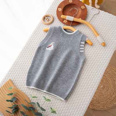 男童100纯羊绒衫背心学生儿童