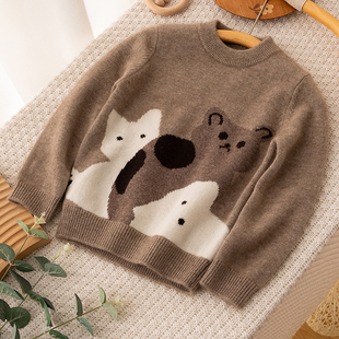 秋冬新款男女童宝宝三只熊纯山羊绒衫儿童打底毛衣婴幼儿针织线衫