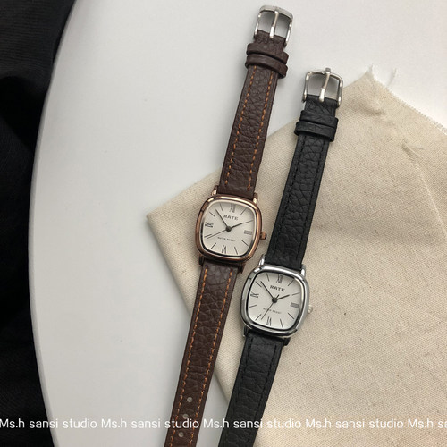 三四chic方形表盘简约风皮带表