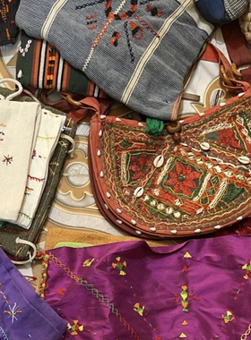 埃及锡瓦siwa旅行带回手工部落图腾刺绣贝壳收藏古董彩色单肩斜包