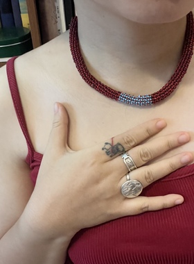 非洲肯尼亚桑布鲁部落原版孤品手工编织红色串珠项链