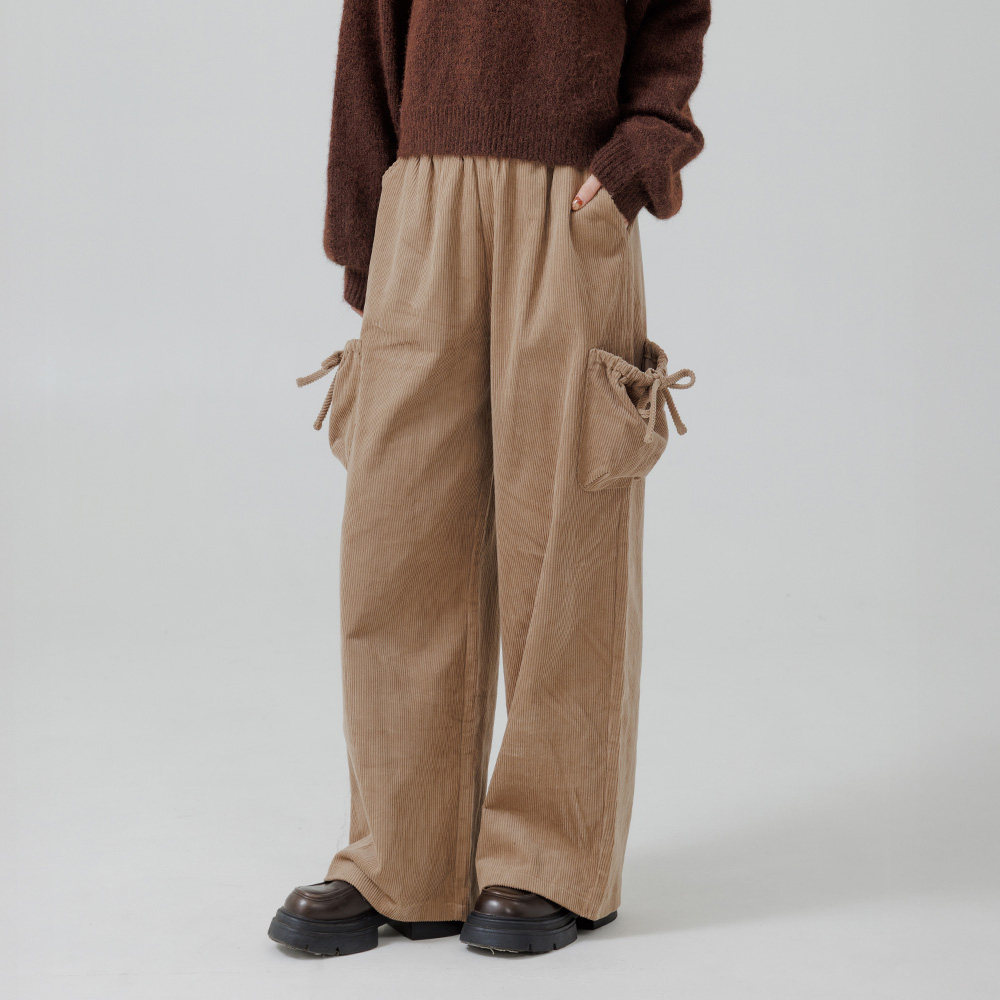 QUEENSHOP 2025秋冬新品女装休闲绑绳口袋灯心绒直筒长裤04101988,女装/女士精品,休闲裤,淘宝优惠券,粉丝福利购,淘宝优惠卷