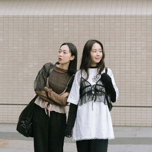 花边细肩吊带透肤绑带罩衫 女装 01098060 2025秋冬新品 QUEENSHOP