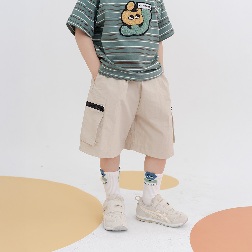 QUEENSHOP 2026春夏户外童装皮带打褶休闲设计七分短裤04130332