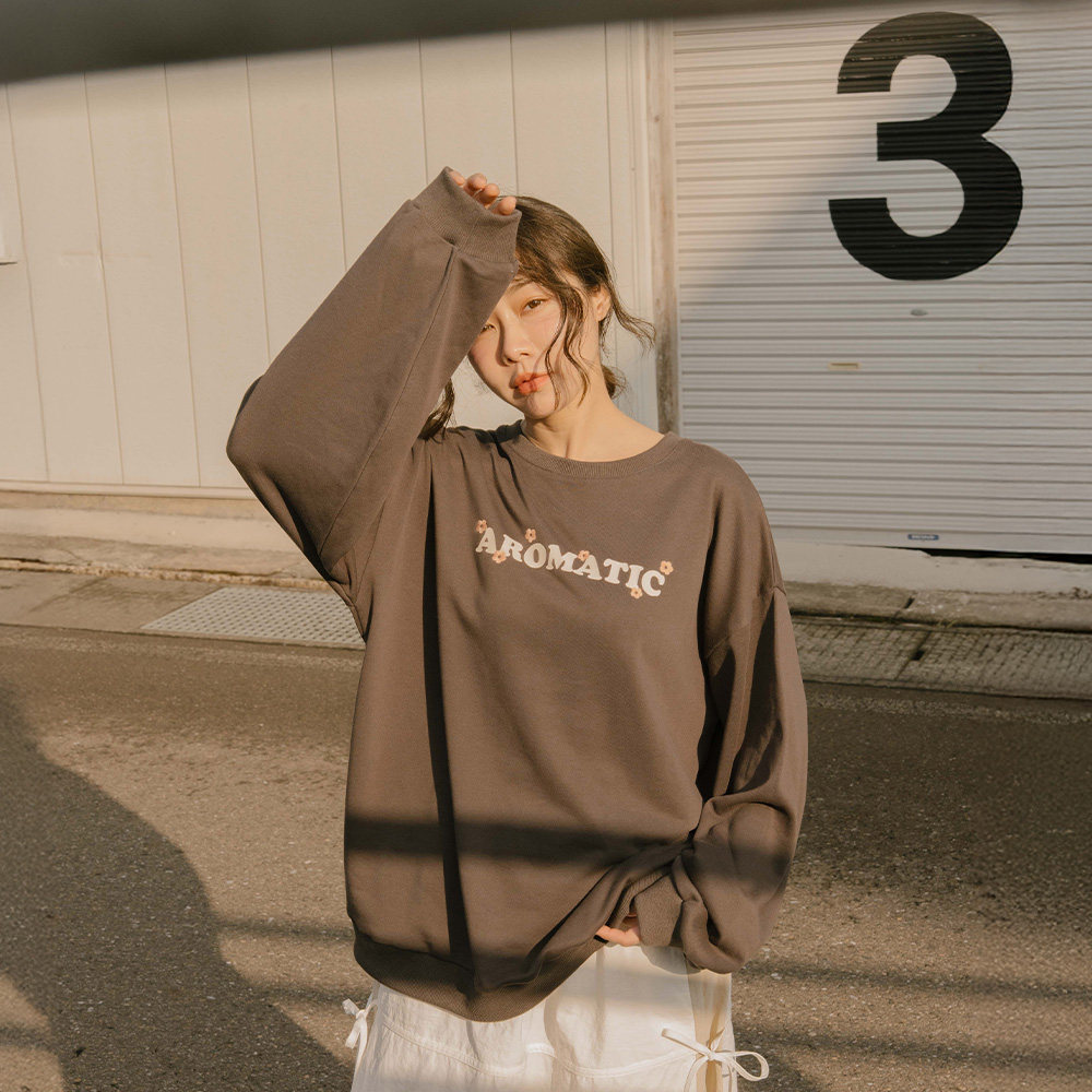 QUEENSHOP 2025秋冬新品女装小花刺绣英文印字造型卫衣01111001