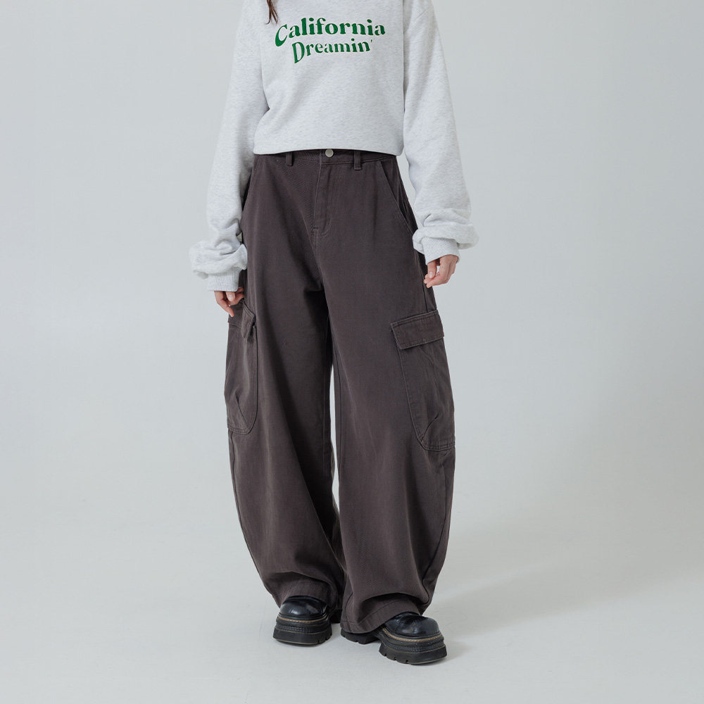 QUEENSHOP 2025秋冬新品女装率性休闲口袋剪接低腰弯刀