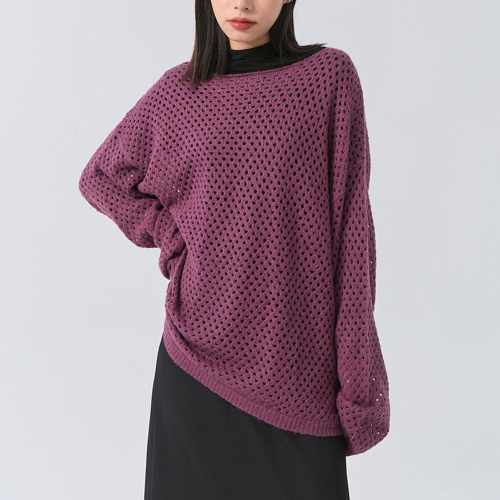 简约镂空设计宽版针织上衣