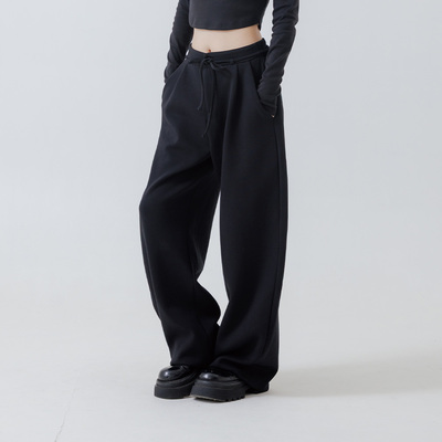空气棉质绑绳宽版长裤
