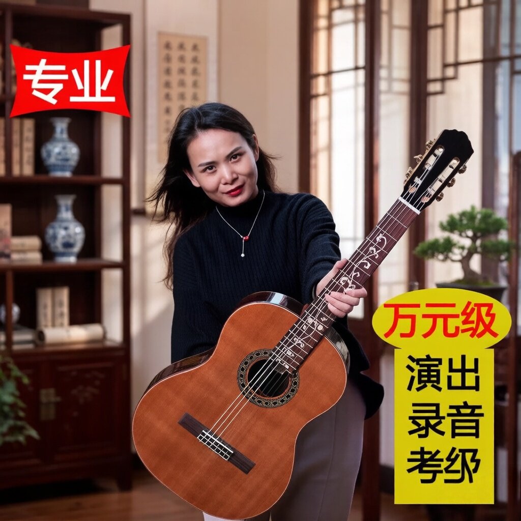 演唱会高端马丁洛克考级39寸全单板古典吉他十大品牌木电箱琴