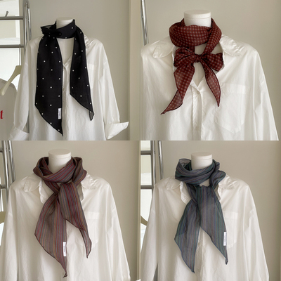 韩系复古苎麻领巾围巾丝巾文艺