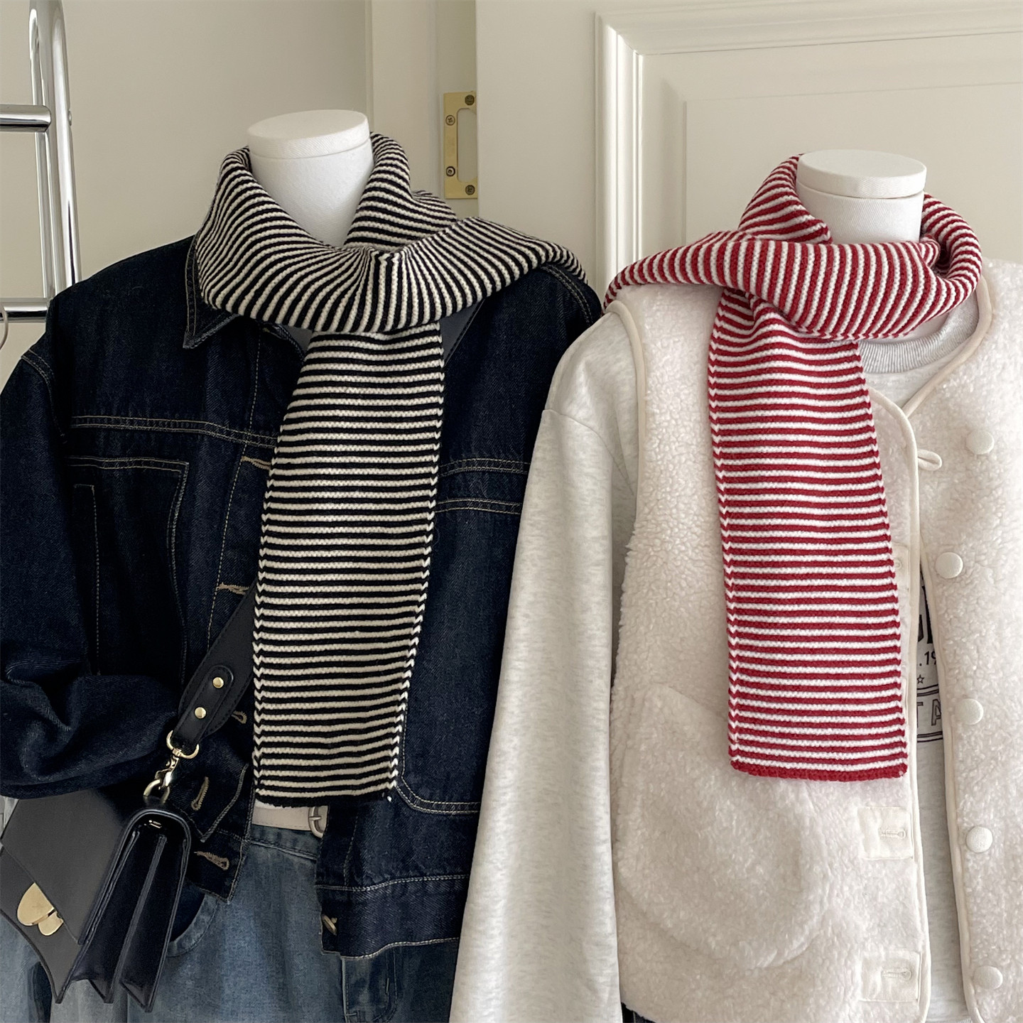 巨好搭披肩早秋搭配神器红色拼色条纹小围巾窄版针织围脖情侣款女,服饰配件/皮带/帽子/围巾,围巾/丝巾/披肩,淘宝优惠券,粉丝福利购,淘宝优惠卷