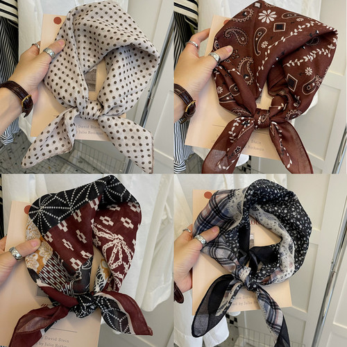 58cm棉麻腰果小方巾春夏秋季薄款