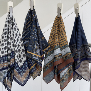 高智老钱风腰果花方巾复古老花丝绒柔软春秋冬季装饰领巾围巾男女