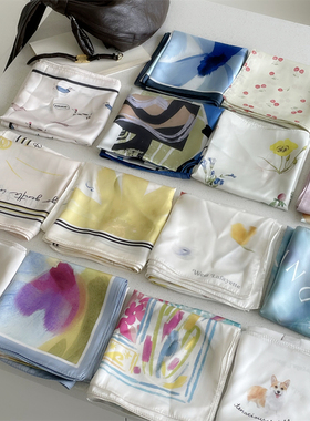 优质品丝巾女士印花方巾70cm春夏秋季装饰领巾系脖防晒包头巾旅游