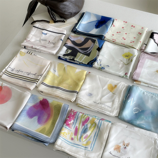 优质品丝巾女士印花方巾70cm春夏秋季装饰领巾系脖防晒包头巾旅游