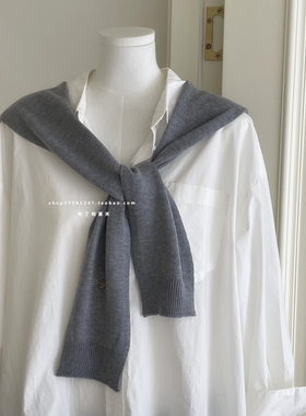 黄色灰色披肩空调房坎肩护肩纯色搭肩金属吊坠装饰春夏秋款针织女