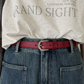 带百搭 裤 中古港风复古真皮腰带女士牛皮红色软小皮带2026新款 西裤