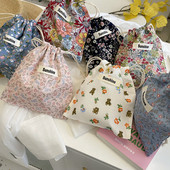 旅行收纳袋收口包抽绳式 姨妈巾包包田园碎花复古小清新袋子化妆包