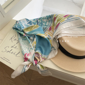 饰防晒头巾领巾女士方巾新品 强烈推荐 夏日冰凉感撞色丝巾旅行装