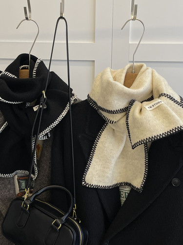 秋冬季锁边小香风女围巾围脖