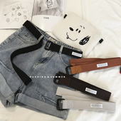 韩国新款 带男女 原宿BF风帆布腰带双环黑扣学生青少年皮带英文裤
