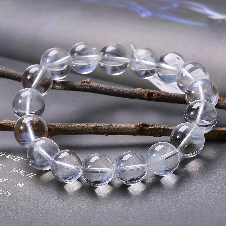 收藏天然老矿蓝针水晶手链蓝色天使羽毛白水晶手串男女款送礼物