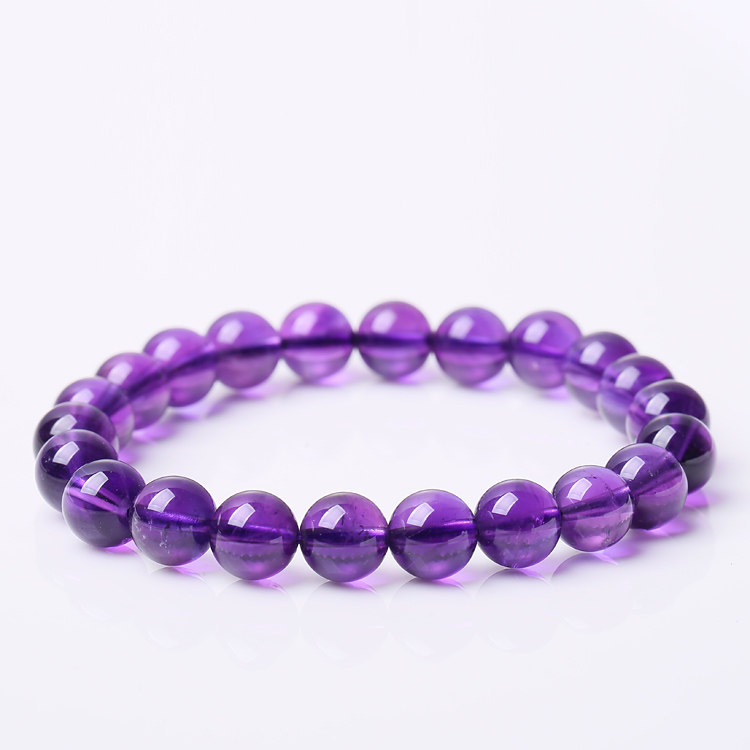 天然无烤色乌拉圭紫水晶手链男女收藏级浅紫薰衣草手串饰品送朋友
