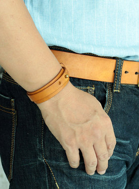 复古牛皮情侣棕色日韩风手环