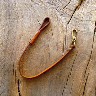 手工简约腰链配纯铜钥匙扣头层牛皮个性钱包链养牛财扁皮带男复古