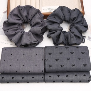 气质深灰色植绒波点蝴蝶结大肠发圈diy材料布条手工制作发饰布料