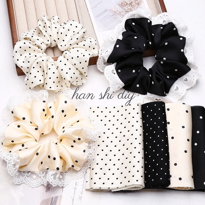 韩系波点蕾丝大肠发圈diy布料