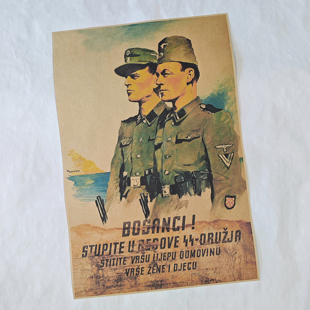 盟军招贴画 复古牛皮纸印制二战老海报 怀旧酒吧装饰画画芯