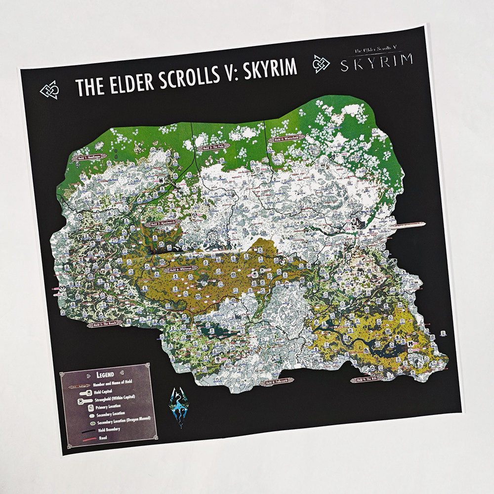 上古卷轴5游戏地图海报the elder scrolls 5 skyrim老滚挂图