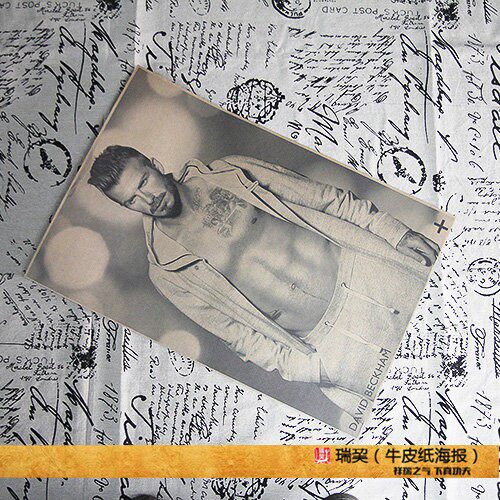 小贝海报贝克汉姆写真图beckham黑白画芯健身房足球明星装饰画