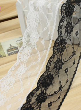 B32 黑色漂白色无弹力蕾丝花边 diy服装辅料布料 约9cm宽 2色可选