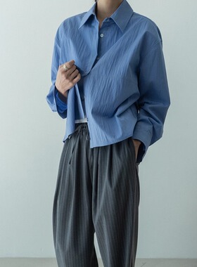 韩国代购 feminique fegrow line shacket 纯色 长袖衬衫