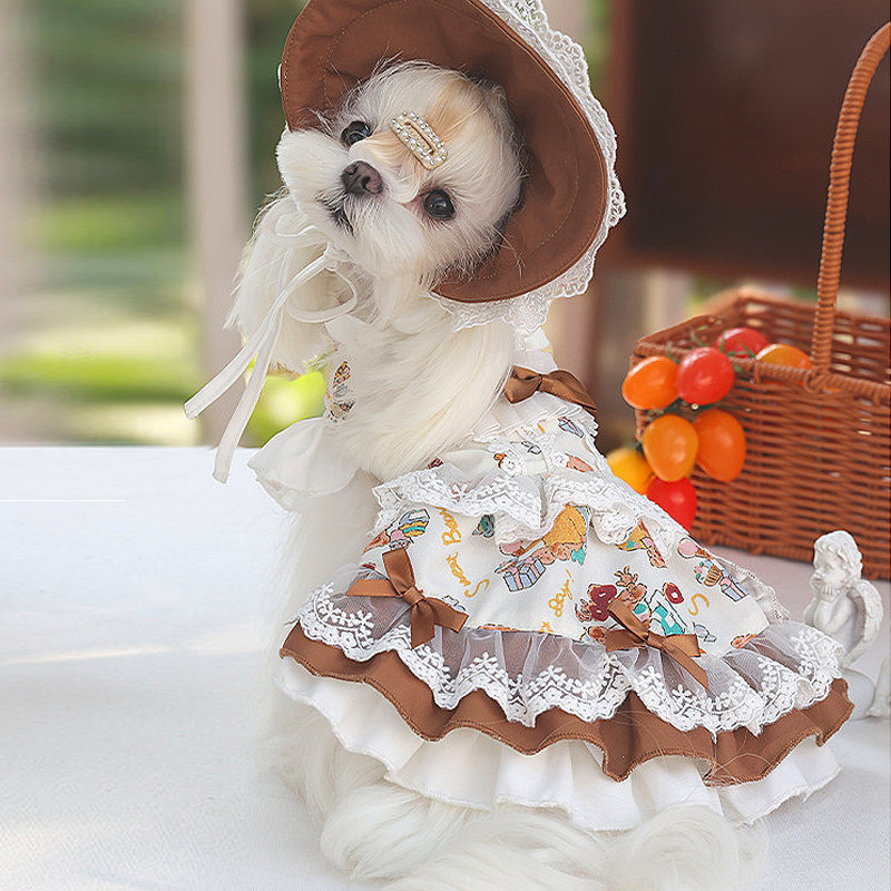 高级感小型犬甜美洛丽塔宠物衣服比熊小狗服饰可爱的狗狗公主裙子
