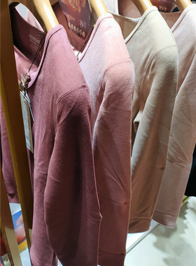 喜姿婷青年保暖女内衣秋冬新款双面绒发热圆领秋衣打底套装19637