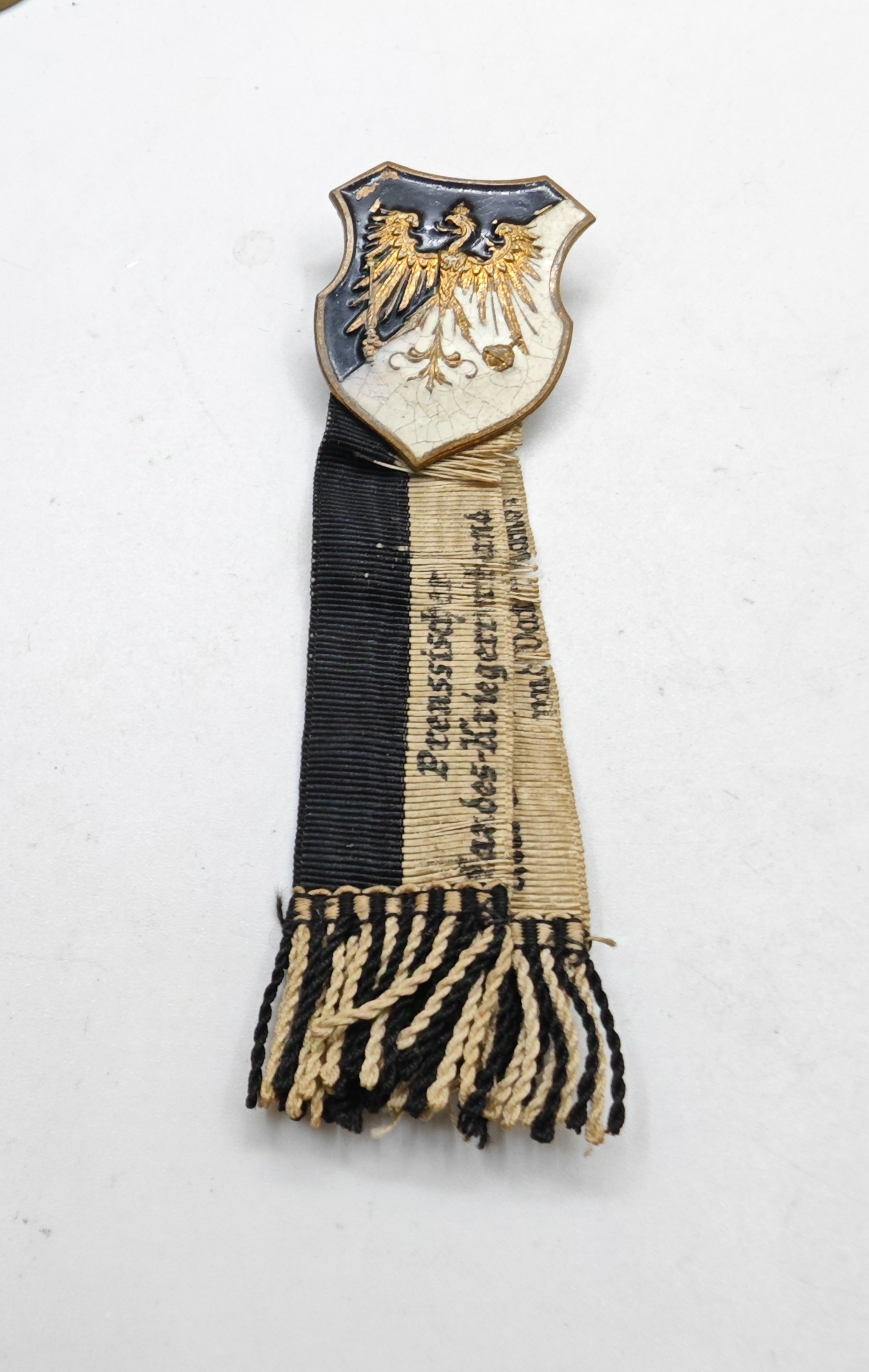 德国普鲁士老兵协会会员章，铜镀金漆面，背打柏林标