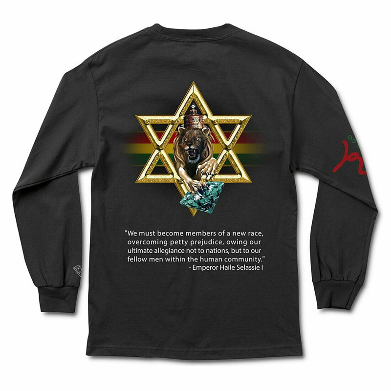 美国潮牌diamond supply star of david雄狮钻石六芒星 长袖T恤