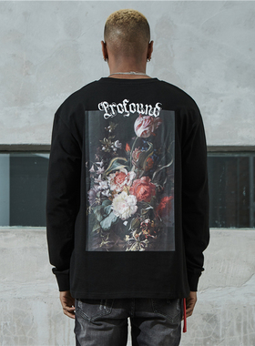纽约潮牌Profound Foundation支线 背后花卉油画 宽松重磅长袖T恤