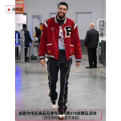 纽约设计师品牌Profound 拼皮字母刺绣羊毛呢棒球服 塔图姆同款