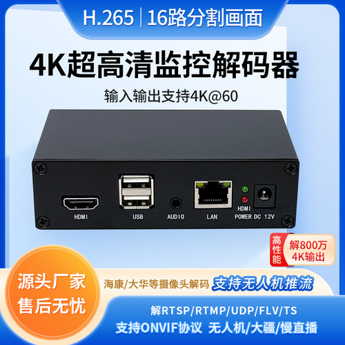 安创视讯16分割解码器4K单路hdmi