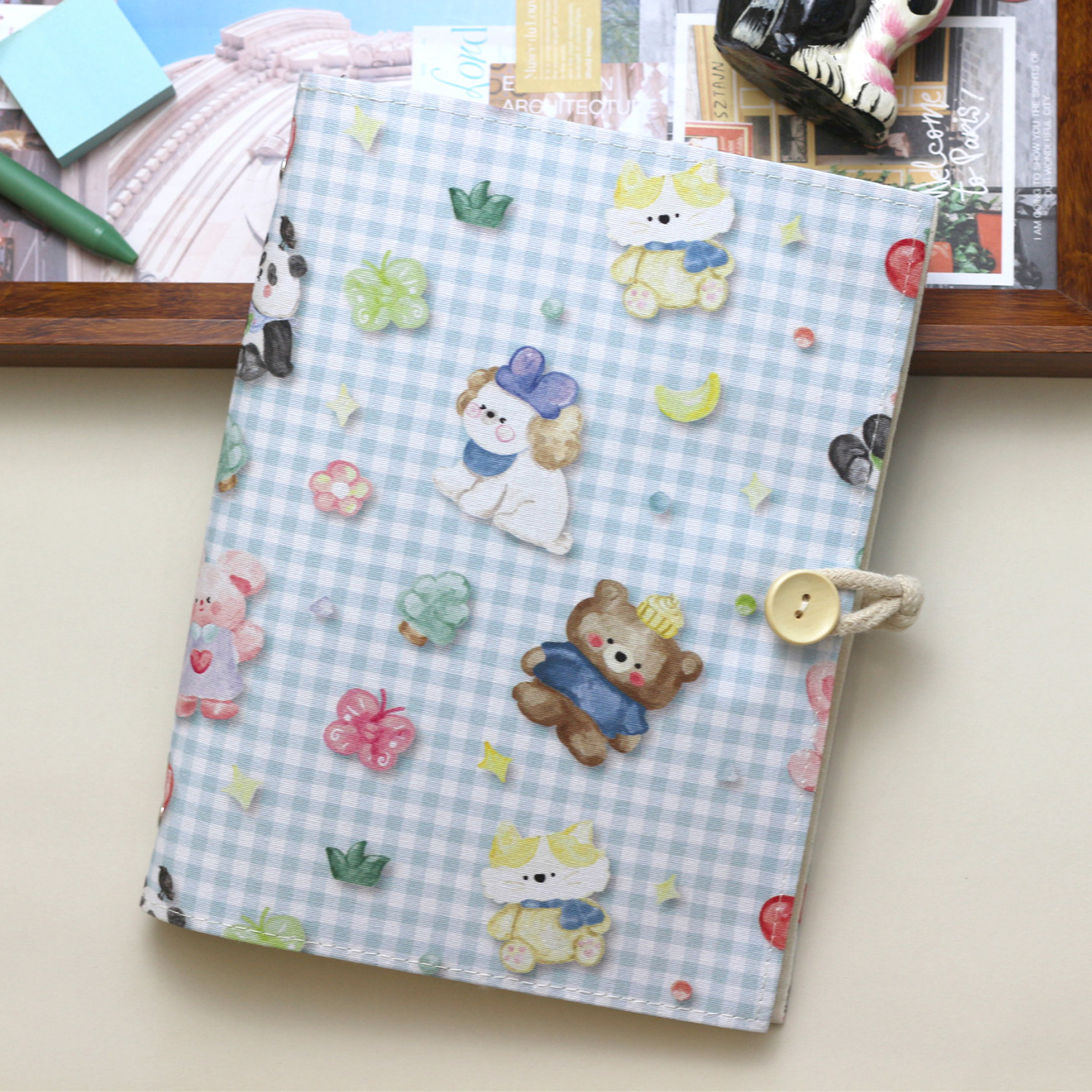 星云里蓝格子小可爱原创A5A6布艺本子活页手帐记事日记日程礼物