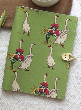原创绿色大鹅A5A6布艺本子活页手帐本记事日记日程礼物集章随身