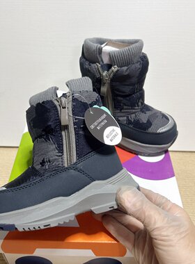 外贸出口儿童男童雪地靴22-27轻便防滑保暖加毛加厚羊毛混纺-30度