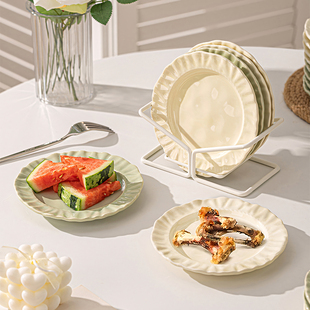 陶瓷吐骨碟家用高颜值盘子可爱精致蛋糕碟甜品盘早餐盘6寸水果盘