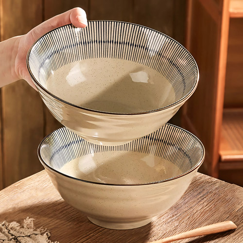 日式复古陶瓷釉下彩汤面碗