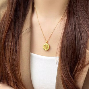 黄金女吊坠项链足金999八宝罗盘女士经典百搭套链足金支持复检